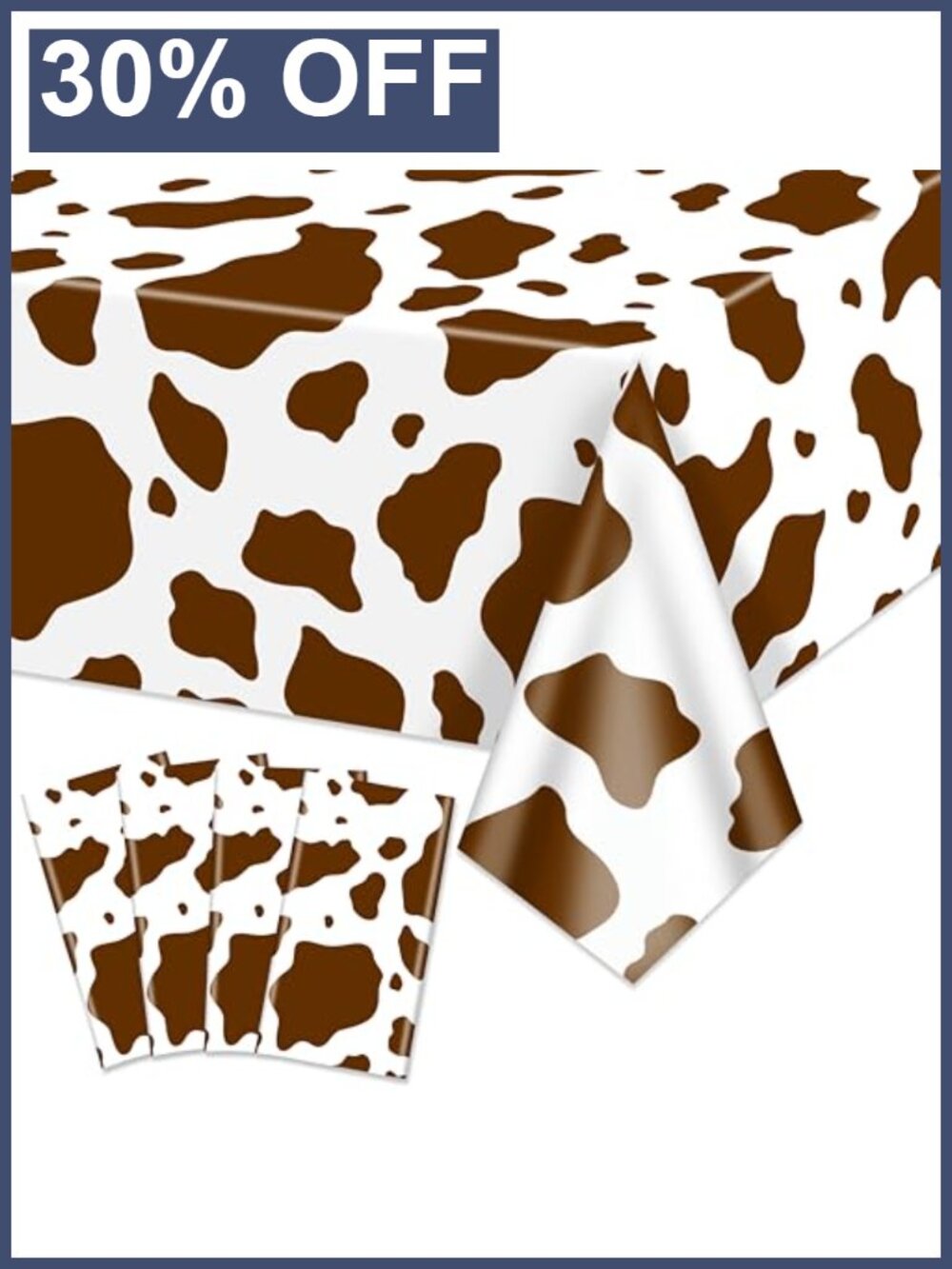 4 Pack Cow Print Tablecloths 86x51 PE Waterproof Reusable Party Decor